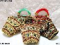 Raw silk Multicolor Plain Craftstages International Private Limited designer beaded hand bag