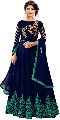 Blue with Green Embroidered Anarkali Suits