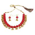 Ankur cluster gold plated beads necklace set for women