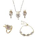 Ankur delight gold and rhodium plated american diamond combo pendant set for women