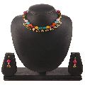 Ankur glistening gold plated multi beads necklace set for women