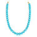 Ankur graceful gold plated sky blue beads necklace for women