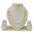 ankur marvellous gold plated white pearl two layers necklace set