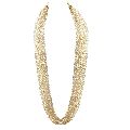 Ankur ritzy gold plated golden white pearl beads long layer necklace for women
