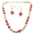 Ankur splendid gold plated pink and golden beads necklace set for women