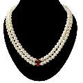 white pearl red stone necklace
