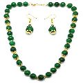 Ankur trendy gold plated green beads mala necklace set for women