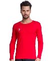 Mens Red Cotton Spandex Full Sleeve T-Shirt