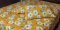 Yellow Cotton Printed Bed Sheet