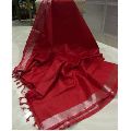 Red Tissue Linen Saree