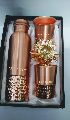 Copper Hammered Bottle and Two Glass Set