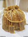 Golden Embroidered Bridal Silk Potli Bag