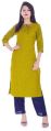 Cotton Peach Embroidered Ladies Fancy Kurti