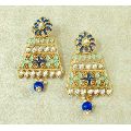 Blue Alloy Chandbali Earrings