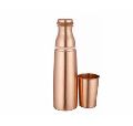 Plain Copper Water Bottle &amp; Glass Set