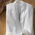Cotton Plain White waffle bathrobe