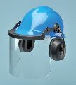 Fiber Plastic Oval Blue Plain shield ear muffs safety helmet