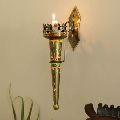 Multicolor Iron Mashaal Showpiece Wall Candle Holder