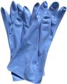 Plain blue rubber hand gloves