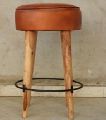 Leather Top Wooden Stool