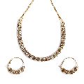 Brass Multicolor Plain New Polished Stone Work ad stone diamond studded gold hasli necklace set