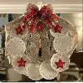 White Red christmas wreath bows