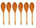 Natural Wood Handmade Oval Set of 6 Serving Spoon