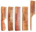 Neem Wood 2 Detangle Thin Medium Fine & Thin Tooth Pack of 5 Comb