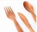 Plain Polished neem wood fork knife spoon cutlery set