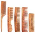 Neem Wood Gift Hamper Pack of 5 Beard Tail Medium Detangle & Fine-Thin Tooth Comb