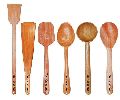Polished wooden non stick 6 pack cooking serving spatula