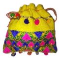 Jute Yellow Pink etc Jute World Wide embroidered potli bags