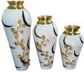 1-1.5kg Sharma Handicraft Metal Bottle Shaped Available In Various Color Printed Polished Sharma Handicraft White with gold Decorative Vase
