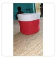 Red and White Jute Laundry Basket