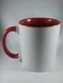 White and Red Printed inside handle ceramic mug