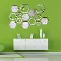 Hexagon Solid & Ring Silver Wall Sticker