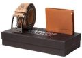 Men Tan Brown Genuine Leather Accessory Gift Set