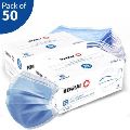 ZENIXIA Disposable 3 Ply Surgical Face Mask (Blue, Free Size, Pack of 50, 3 Ply)