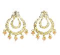 New Traditional Gold Plated peach Color Kundan Earrings For Women and Girls