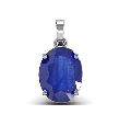 4.42ct Sterling Silver With Certified Blue Sapphire Oval Gemstone Pendant
