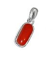 Natural Garnite Plain New Solid Polished 925 silver natural red coral moonga oval certified pendant