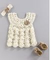 Multi Color Plain Stitched Crochet Baby Frock