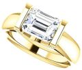 Emerald Cut Moissanite & Diamond East-west Engagement Ring