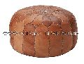 Moroccan Leather Pouf and Ottoman