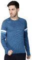 Men T-Shirt Crossfit T Shirt Bodybuilding Long Sleeve Elasticity T Shirts-Light Blue melange