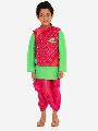 Silk Multicolor Printed Kid 1 boys kurta dhoti jacket
