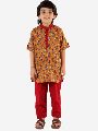 Multicolor Printed Short Sleeve boys pathani kurta pajama set