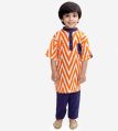 Cotton Orange boys round cut kurta salwar set