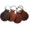 Plain Polished brown leather key ring
