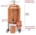 Copper Brown New Manual hammered copper water dispenser matka set